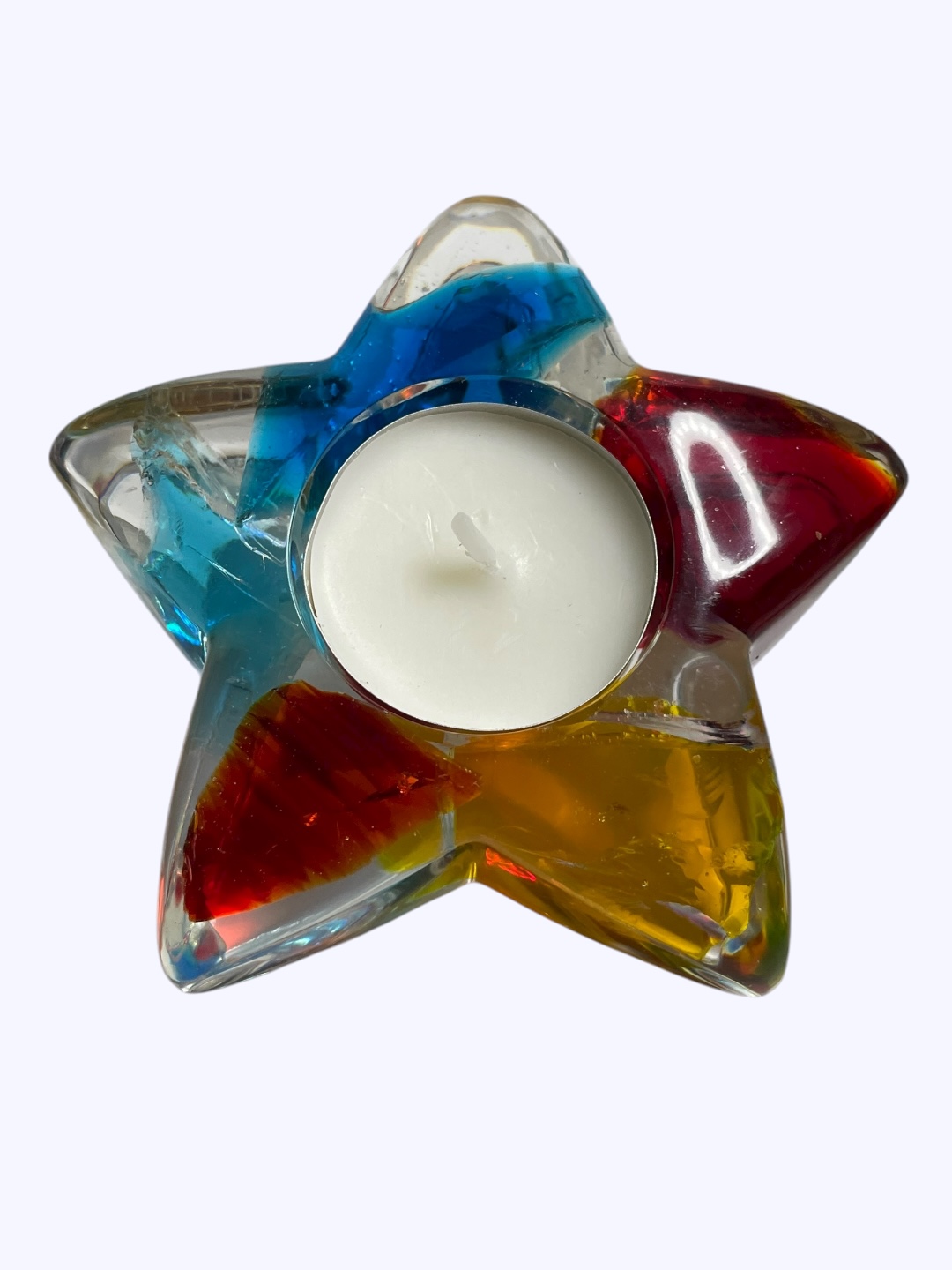 Handgemachter Teelichthalter als Stern aus Epoxidharz & Dallglas – Unikat, Geschenk individuelles Design und stimmungsvolle Deko – Bild 5