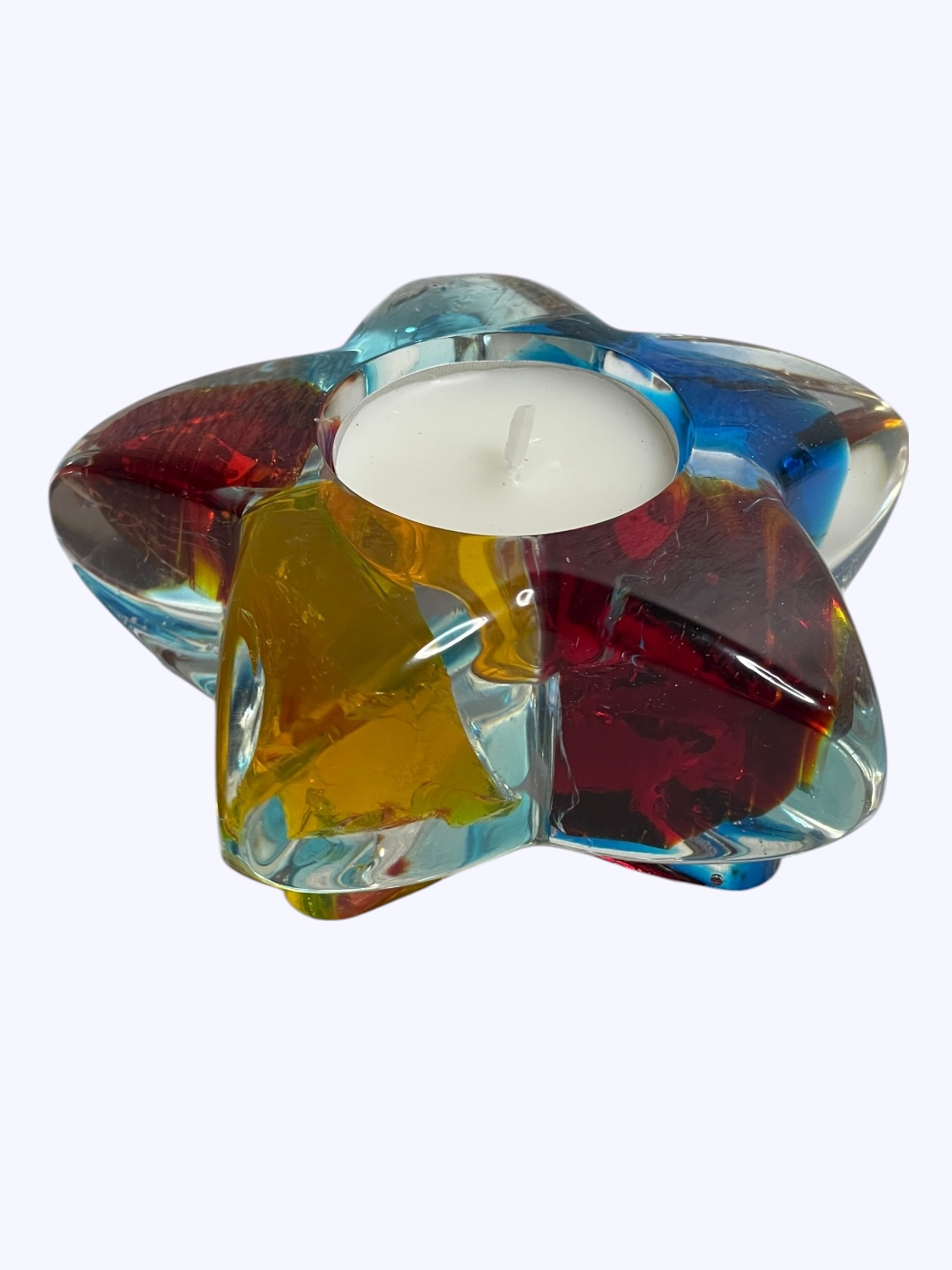 Handgemachter Teelichthalter als Stern aus Epoxidharz & Dallglas – Unikat, Geschenk individuelles Design und stimmungsvolle Deko