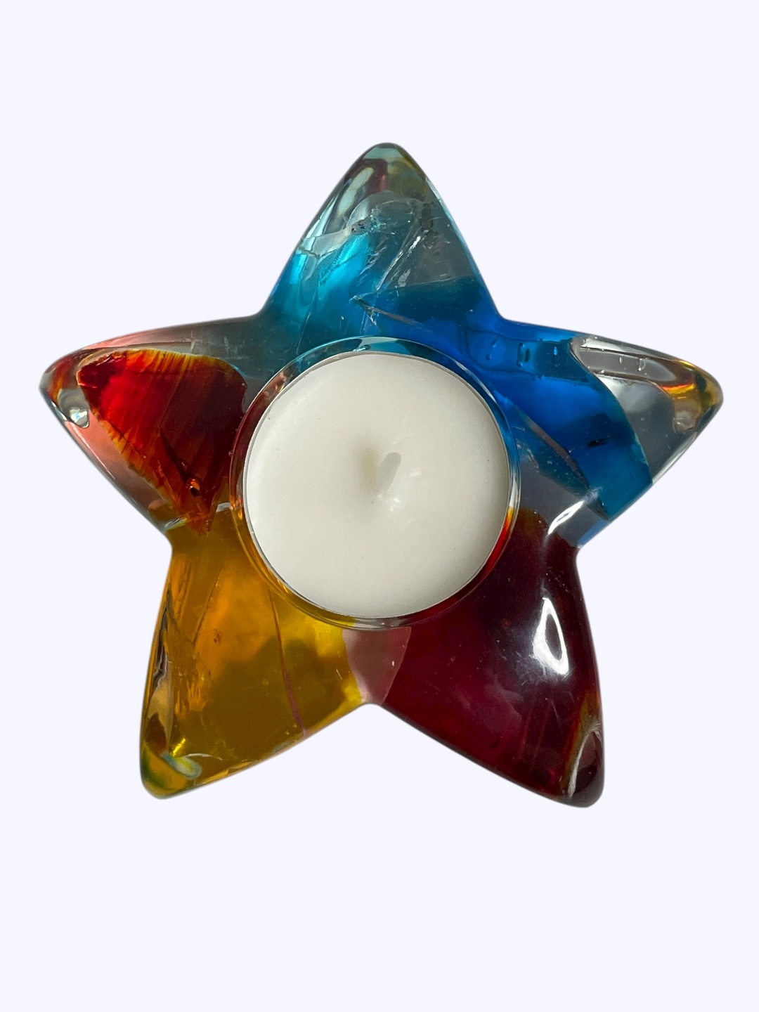 Handgemachter Teelichthalter als Stern aus Epoxidharz & Dallglas – Unikat, Geschenk individuelles Design und stimmungsvolle Deko – Bild 6