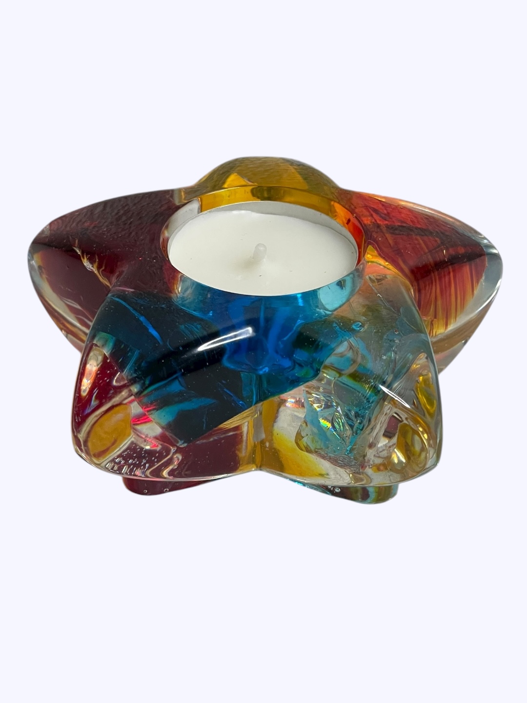 Handgemachter Teelichthalter als Stern aus Epoxidharz & Dallglas – Unikat, Geschenk individuelles Design und stimmungsvolle Deko – Bild 2