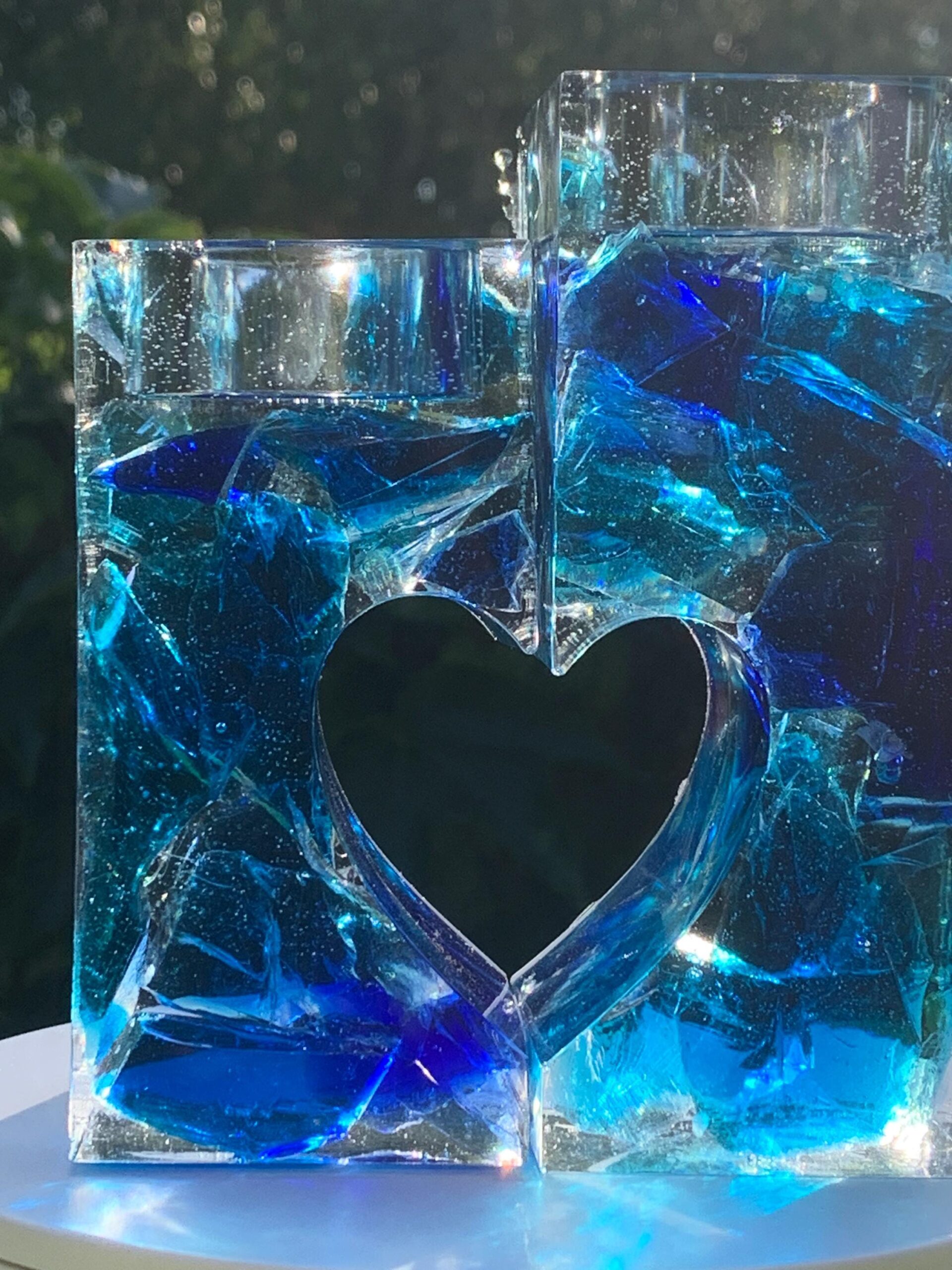 Selfmade 2 tlg. Teelicht aus Epoxidharz & Dallglas – Unikat, Wohnaccessoire, Geschenkidee rot – Bild 2