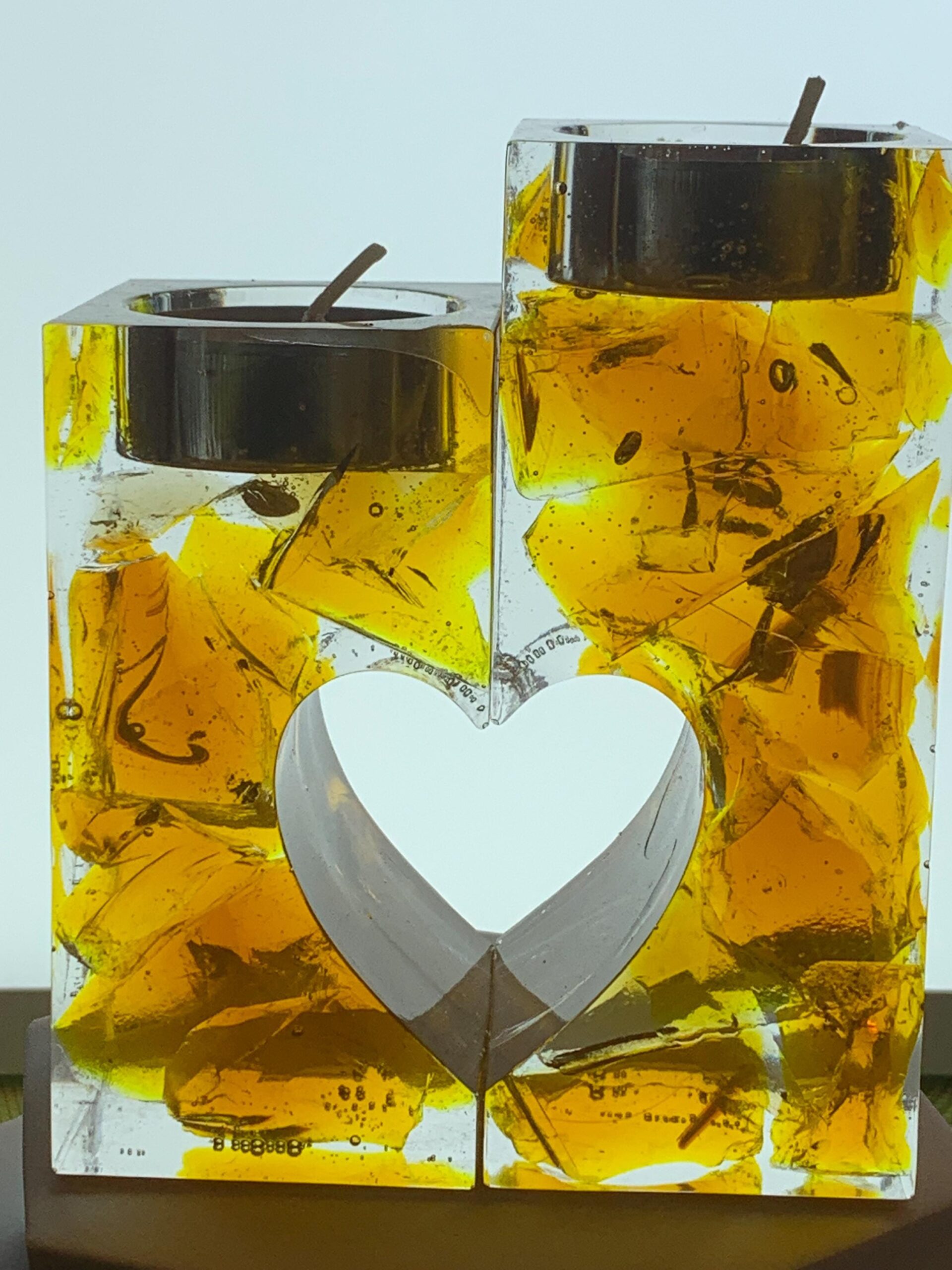 Selfmade 2 tlg. Teelicht aus Epoxidharz & Dallglas – Unikat, Wohnaccessoire, Geschenkidee rot – Bild 4