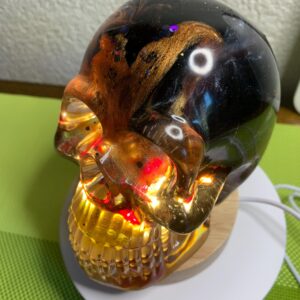 XXL Totenkopf /  Deko-Lampe Unikat mit LED Sockel | Skull Kunst für Szene & Sammler Glas / Nachtlicht 5
