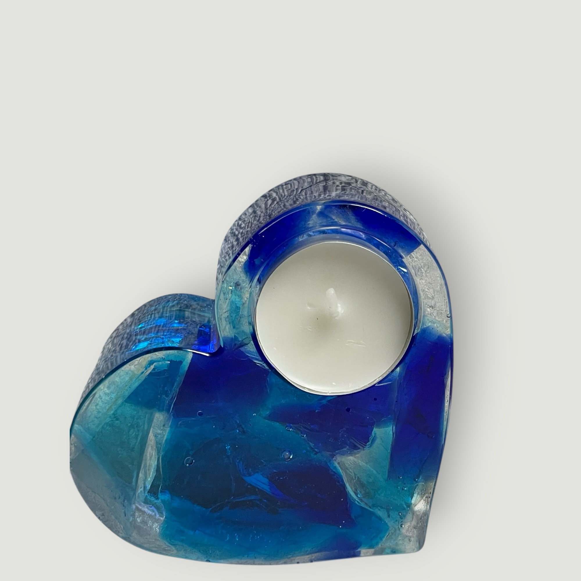 Handgemachter Teelichthalter als Herz aus Epoxidharz & Dallglas – Unikat, Geschenk individuelles Design und stimmungsvolle Deko – Bild 5